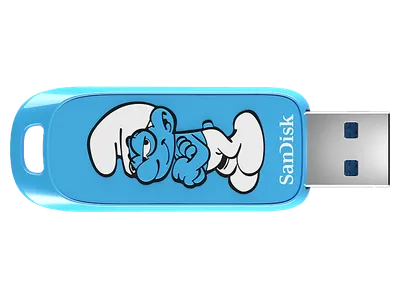SANDISK Die Schlümpfe™ USB-Flash-Laufwerk, Schlaubi-Schlumpf-Edition USB Stick, 64 GB, Schlumpf-Blau