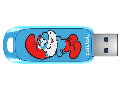 SANDISK Die Schlümpfe™ USB-Flash-Laufwerk, Papa-Schlumpf-Edition USB Stick, 128 GB, Schlumpf-Blau