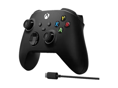 XBOX Wireless Controller + USB C Kabel Schwarz für Series S, X, One, PC, Android, iOS, Cloud Gaming-fähige Geräte