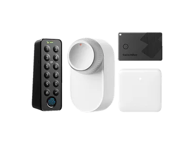 SWITCHBOT Smart-Lock-System Ultra Bundle weiß, Keypad Touch, Hub Mini - Geldbörsen Finder Elektronisches Türschloss, Weiß