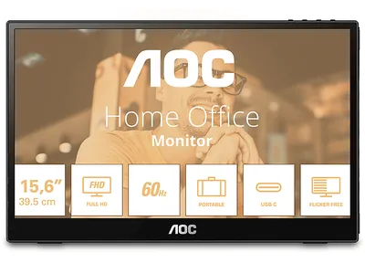 AOC 16T3EA 15,6 Zoll Full-HD Tragbarer Monitor 4 ms Reaktionszeit 60 Hz