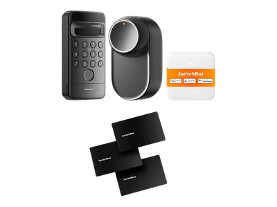 SWITCHBOT Smart-Lock-System Ultra Vision Combo Bundle schwarz, Keypad Vision, Hub Mini Matter, 3er Pack NFC-Cards Elektronisches Türschloss, Schwarz