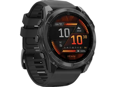 GARMIN fenix® 8 - 51 mm AMOLED Smartwatch Edelstahl Silikon, 26 mm, Schwarz