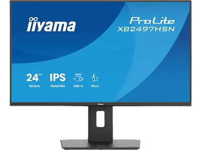 IIYAMA iiyama ProLite XB2497HSN-B1 60,5cm 23,8" IPS LED-Monitor Full-HD 100Hz HDMI DP-in/out DaisyChain USB3.2 USB-C Dock 65W RJ45 Höhenverstellung Pivot 23,8 Zoll Business Monitor 1 ms Reaktionszeit 100 Hz