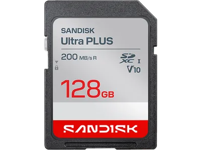 SANDISK ULTRA® PLUS UHS-I-KARTE, SD Speicherkarte, 128 GB, 200 MB/s
