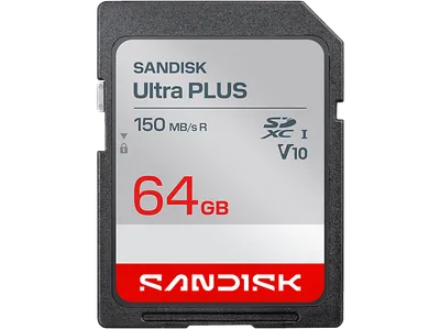 SANDISK ULTRA® PLUS UHS-I-KARTE, SD Speicherkarte, 64 GB, 150 MB/s