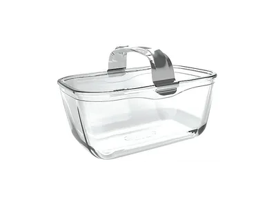 PYREX Airfryer Glasschale rechteckig mit Sicherheitsgriff, 1,55 L, 20x14x9 cm Auflaufform Transparent / Edelstahl