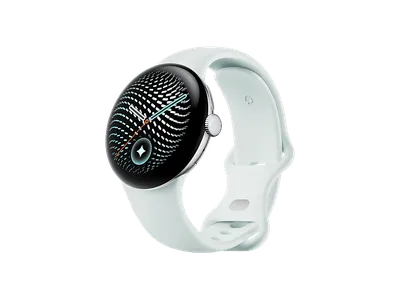 GOOGLE Pixel Watch 5 41mm WiFi Fog + Aluminiumgehäuse in Polished Silver Smartwatch Kautschuk, 130–215 mm,
