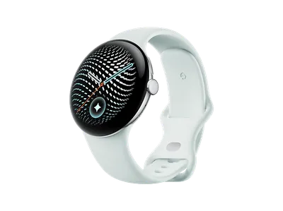 GOOGLE Pixel Watch 5 45mm WiFi Fog + Aluminiumgehäuse in Polished Silver Smartwatch Kautschuk, 150-215 mm,