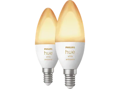 PHILIPS Hue White Amb. Doppelpack E14 Kerze 2x470 LED Lampe Warmweiß bis Kaltweiß