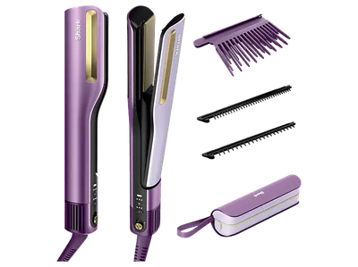 SHARK HT401EUPU SilkiPro Straight Glätteisen + Haartrockner, Plum Satin, Lila (1000 Watt)