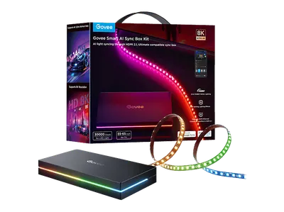 GOVEE KI TV/PC Synchronisierungsbox 2 8K@60Hz, 4K@144Hz Sync Box RGBWIC, Farbe