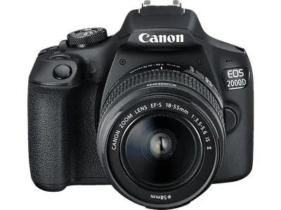 CANON EOS 2000D Kit Spiegelreflexkamera, 24,1 Megapixel, 18-55 mm Objektiv (EF-S, IS II), WLAN, Schwarz