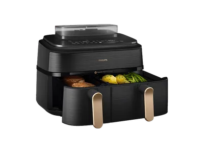 PHILIPS NA552/00 Steam Airfryer 5000 Series Dual Basket 9L Kapazität (3L+6L) Dampfgarer & Heißluftfritteuse