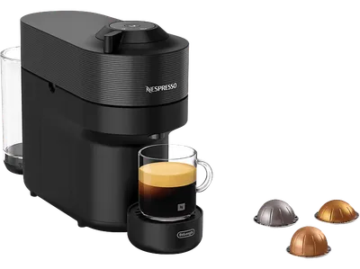 DELONGHI Nespresso Vertuo Pop ENV90.B, 4 Tassengrößen, platzsparendes Design, einfache Bedienung, Kapselmaschine Schwarz