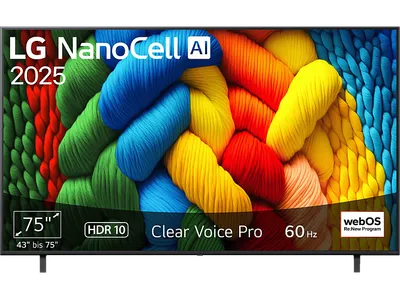 LG NanoCell TV 75NANO80A6B (Flat, 75 Zoll / 190 cm, UHD 4K, SMART TV)