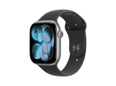 APPLE Watch Series 11 GPS 46, 2025 Smartwatch Aluminiumgehäuse Fluorelastomer, 160-210 mm, Space Grau/Schwarz