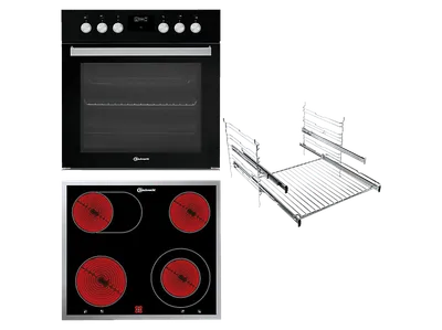BAUKNECHT HEKO BLACK 500 P, Einbauherdset (Elektro-Kochfeld herdgebunden, A+, 65 l)