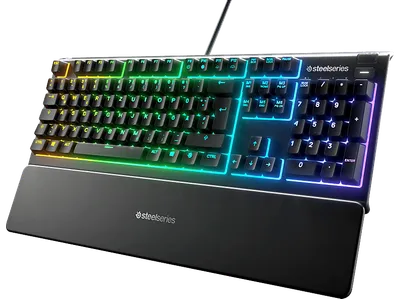 STEELSERIES Apex 3, Gaming Tastatur, Rubberdome, Steelseries Whisper-Quiet, Kabelgebunden, Schwarz