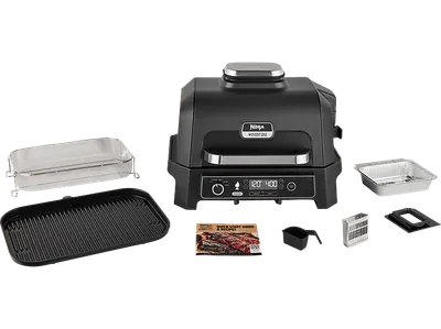 NINJA OG850 EU Woodfire Pro XL Elektrogrill, Grau/Schwarz (1700 Watt)