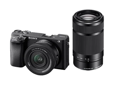 SONY Alpha 6400 Kit, SEL-P16502 & SEL-55210 Systemkamera mit Objektiv 16-50 mm 55-210 mm, 7,6 cm Display Touchscreen, WLAN