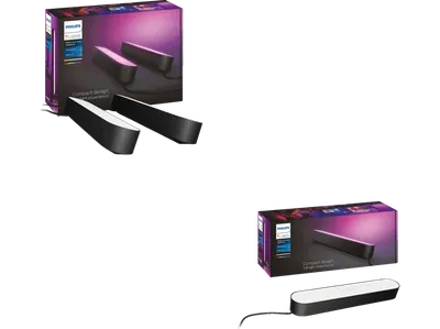 PHILIPS Hue White & Color Ambience Play Doppelpack Lightbar 1-Pack Basis, kompatibel mit gängigen Smart-Home-Assitenten, schwarz inkl. Netzteil, Tischleuchte RGBW