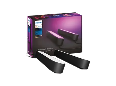 PHILIPS Hue White and Color Ambiance Play Lightbar Doppelpack, dimmbar, bis zu 16 Millionen Farben, schwarze LED Tischleuchte mehrfarbig, warmweiß, kaltweiß