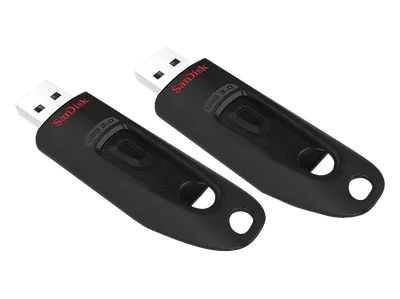 SANDISK Ultra® USB 3.0 Flash-Laufwerk 2er-Pack USB-Flash-Laufwerk, 64 GB, 130 MB/s, Schwarz