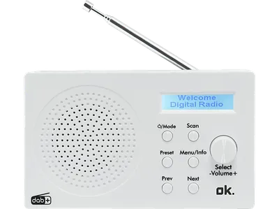 OK. ORD 101 BT-WT-1 Tragbares Digitalradio, FM, DAB+, DAB, Bluetooth, Weiß