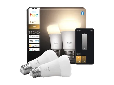 PHILIPS Hue White E27 Smarte Lampe Doppelpack Lichtquelle Warmweißes Licht