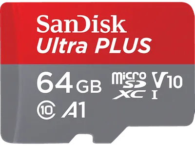 SANDISK Ultra® PLUS, Micro-SDXC Speicherkarte, 64 GB, 150 MB/s
