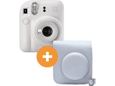 FUJIFILM INSTAX mini 12 Travel Set Sofortbildkamera, Clay White