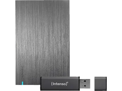 INTENSO Memory Board + 64 GB USB-Stick Bundle, 1 TB HDD, 2,5 Zoll, extern, Anthrazit