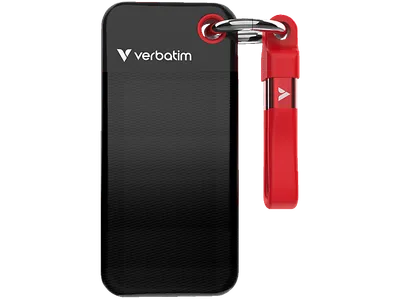 VERBATIM Pocket USB 3.2 Gen 2 Festplatte, TB SSD, extern, Schwarz/Rot