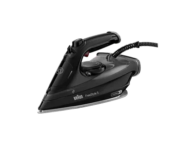 BRAUN FreeStyle 5 SI 5088 BK, Dampfstoß 220g/min, FreeGlide 3D, abgerundete Bügelsohle, leichtes Bügeln, vertikale Auffrischung, ergonomisches Dampfbügeleisen (2800 Watt, Keramiksohle, EloxalPlus Beschichtung)