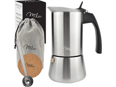 MILU 6598 6 Tassen Espressokocher Silber