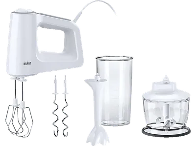 BRAUN MultiMix 3 HM 3135 Handmixer Weiß (500 Watt, 500 ml Zerkleinerer, 600 Mix- und Messbecher l)