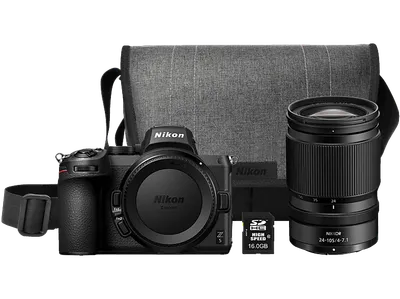 NIKON Z5 Kit + TASCHE 16 GB SD Systemkamera mit Objektiv 24-105, 8 cm Display Touchscreen, WLAN