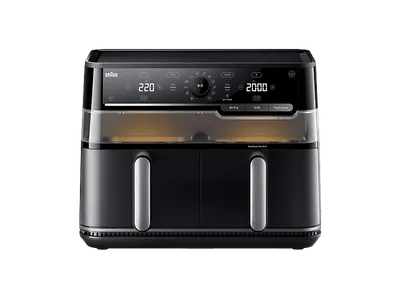 BRAUN TwinCook 5 10L TD 5073 für die ganze Familie, Dual Air Fryer mit synchronem Garen und Sichtfenster, Heißluftfritteuse