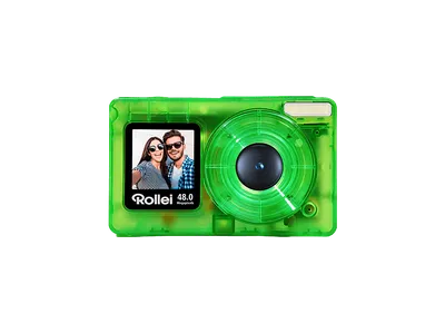 ROLLEI Compactline Pocket Kompakte Digitalkamera Grün, Nein opt. Zoom, 2.4" IPS Rück-Display; 1.3" Front-Display