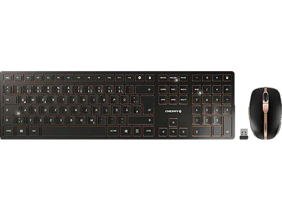 CHERRY DW 9100 SLIM, Tastatur & Maus Set, kabellos, Schwarz/Bronze