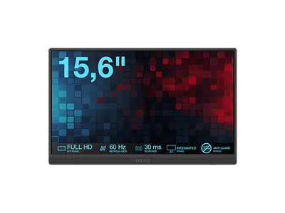 PEAQ PMO P150-FFK 16 Zoll Full-HD Portabler Monitor 30 ms Reaktionszeit 60 Hz