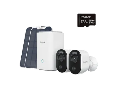 REOLINK Hub 1 mit 2xArgus B350+Solarpanel 2 4K, Smart-Erkennung, Solar, Überwachungskamera