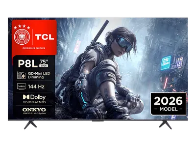 TCL 75P8L QD-Mini LED Dimming TV (Flat, 75 Zoll / 190,5 cm, HDR 4K, SMART TV)