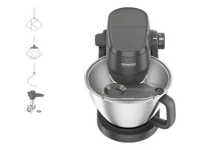 KENWOOD KHC 30.045 GY Multi Tasker, 7 Stufen + Pulsfunktion, inkl. 6 Zubehörteile – ideal für Kneten, Mixen & Backen, Küchenmaschine Grau (Rührschüsselkapazität: 4,3 l, 1000 Watt)