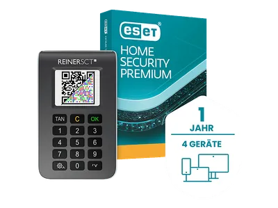 REINER SCT tanJack® photo QR + ESET HOME SECURITY PREMIUM CyberSecurity - Hard- und Software Bundle