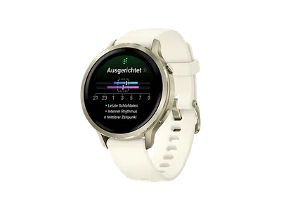 GARMIN Venu 4 41 mm Smartwatch Edelstahl und faserverstärktes Polymer Silikon, 18 mm, Handgelenkumfang 110-195 Beige/Lunargold