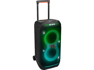 JBL PartyBox Stage 320 Tragbarer Partylautsprecher mit Rollen (2 x 6.5 Zoll (165 mm) Tieftöner, 2 1 (25 Hochtonkalotten, Schwarz