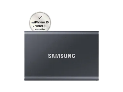 SAMSUNG Portable SSD T7 PC/Mac Festplatte, 1 TB SSD, extern, Titan grey