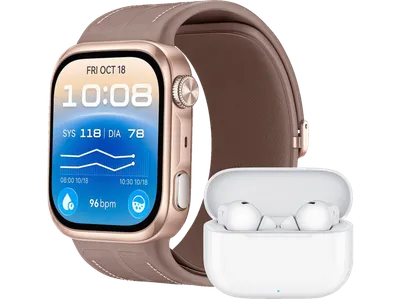 HUAWEI Watch D3 + FreeBuds SE 4 Blutdruck Smartwatch Kunstlederarmband, 130-210 mm, Mocha Gold